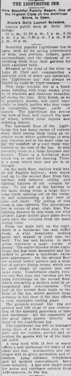 Lighthouse Inn - June 1909 Opening Article